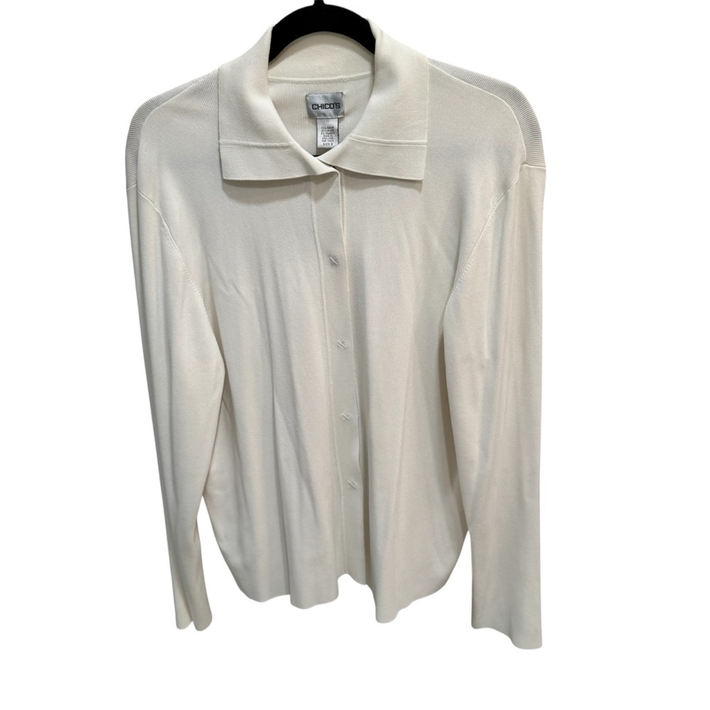 Chico's Vintage West Palm Cardigan in Optic White Size 3 NWT Resort wear